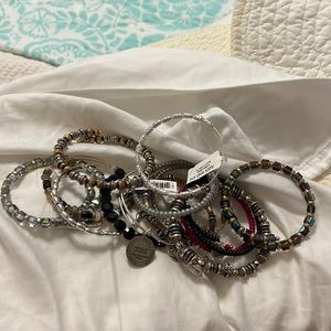 14 Alex and Ani bracelets.  8 wrap styles and 6 slide style